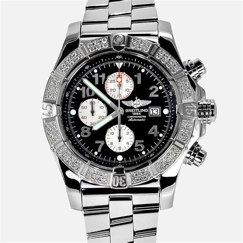 breitling super avenger chronograph stainless steel gents watch|breitling super avenger diamond bezel.